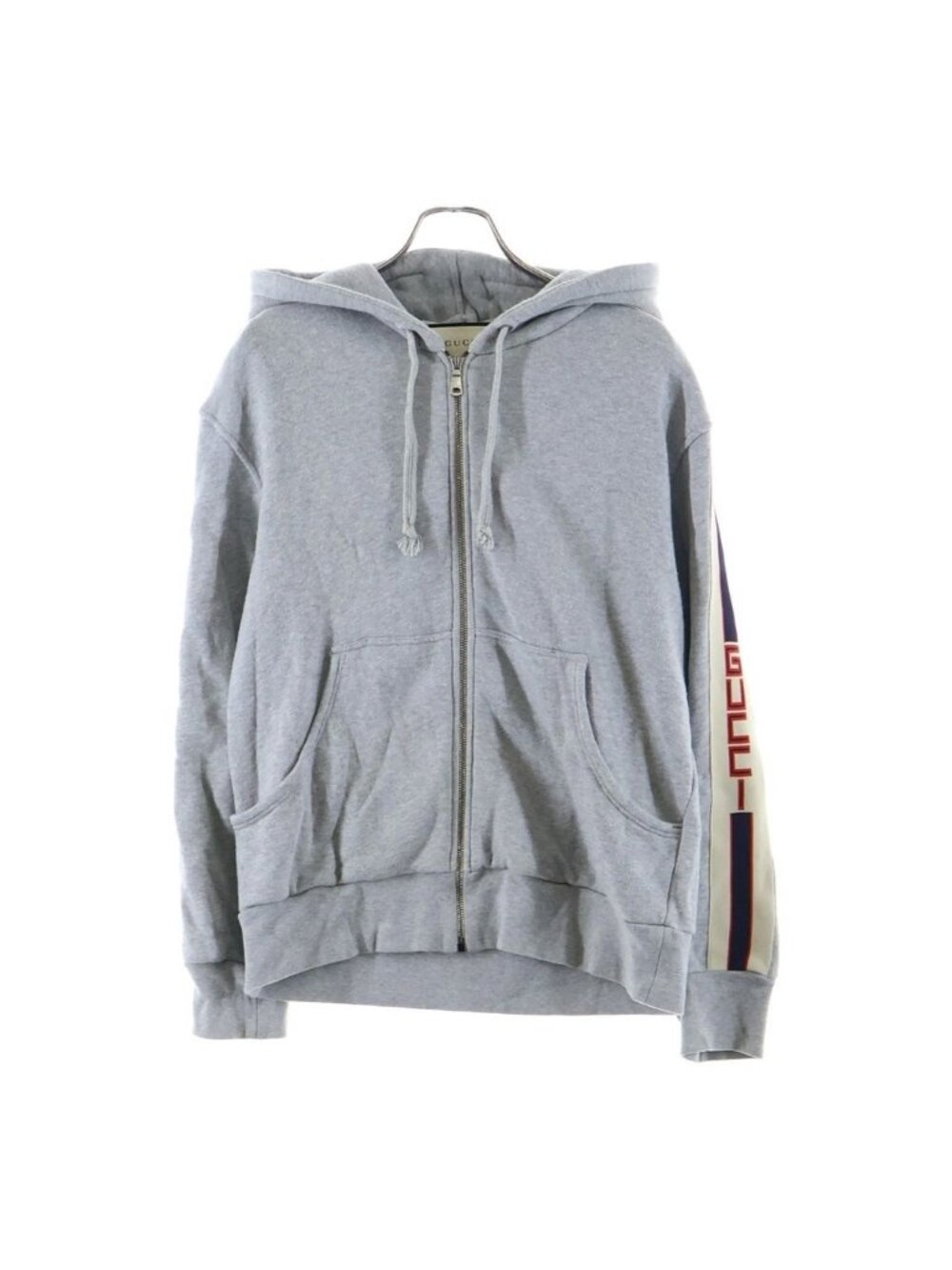 Gucci Heavy Felted Cotton Jrs Side Logo Zip Up Hoodie Gray
